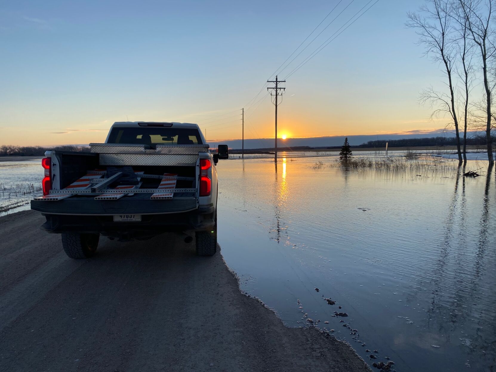 Flooding covers Colfax County Road C south of Schuyler